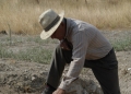 Excavating the Roman bath at Isthmia in 2003.