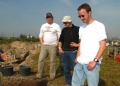 Andriy Fomin, David Scahill, and Tristan Barnes supervising their trench.