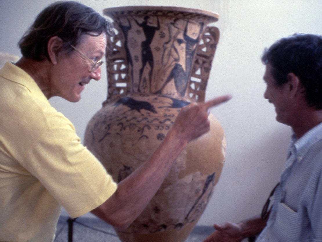 Alan Boegehold demonstrates a gesture.