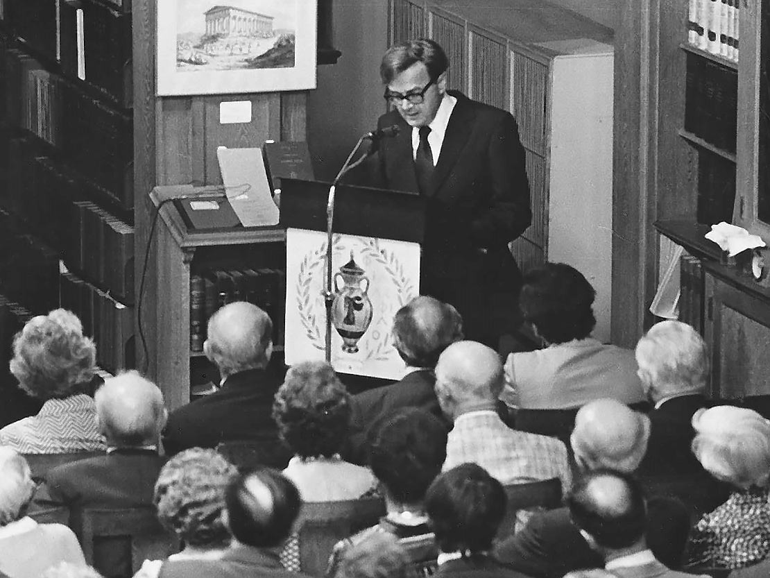 Henry Immerwahr speaks during the ASCSA's Centennial Celebration, 1981