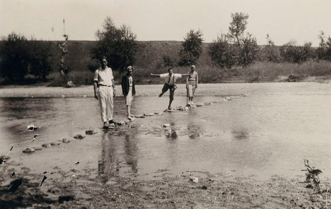 J. Walter Graham Crossing the River with Olynthus Excavations Colleagues in 1931