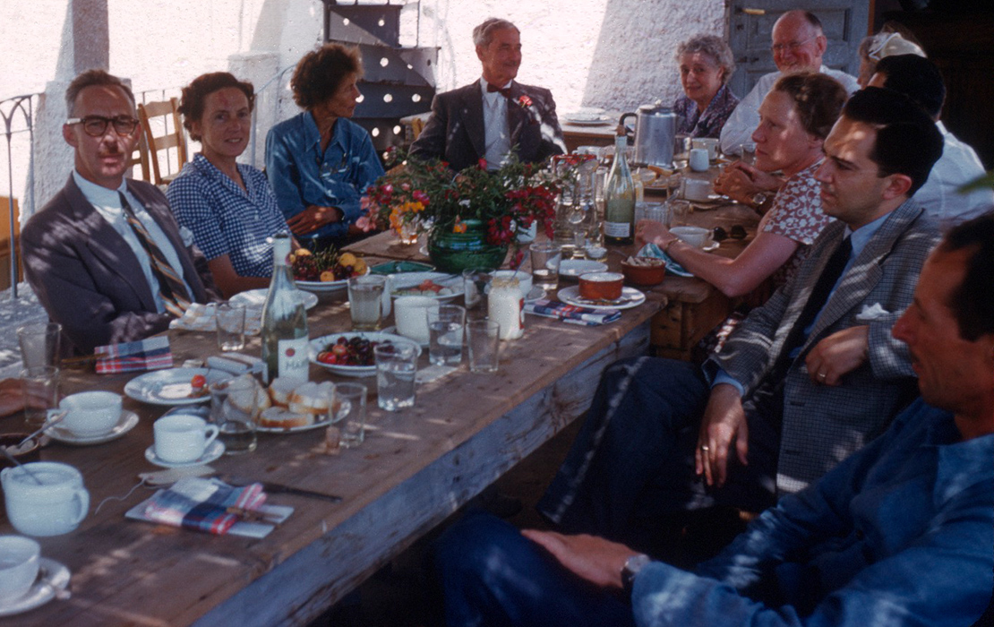 Virginia Grace and colleagues at a lunch party at the Old Excavation House in 1953